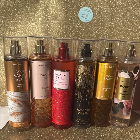 Bath & Body Works Fragrance Mist Set with Gold and Red Accents
